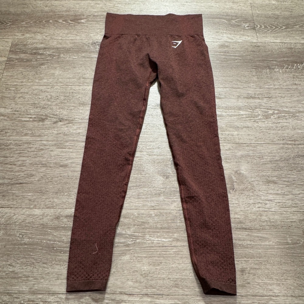 Gymshark Vital Seamless 2.0 Leggings Women XS Maroon Marl Nylon Activewear Yoga